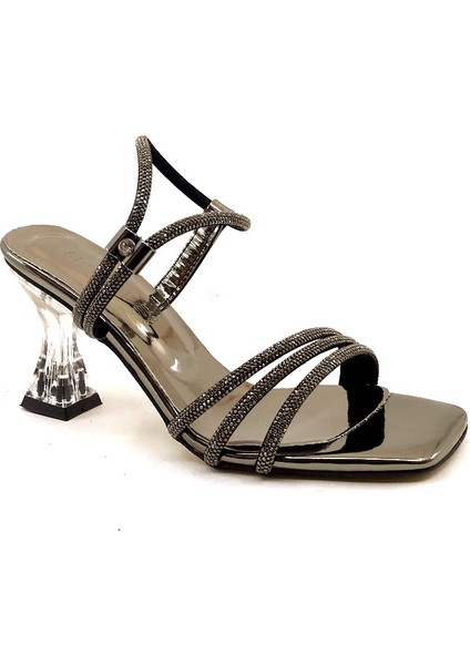 Mh 8,5 cm Platin Taşlı Kadın Topuklu Ayakkabı fiyatları
