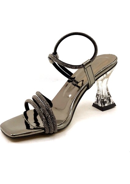 Mh 8,5 cm Platin Taşlı Kadın Topuklu Ayakkabı modelleri