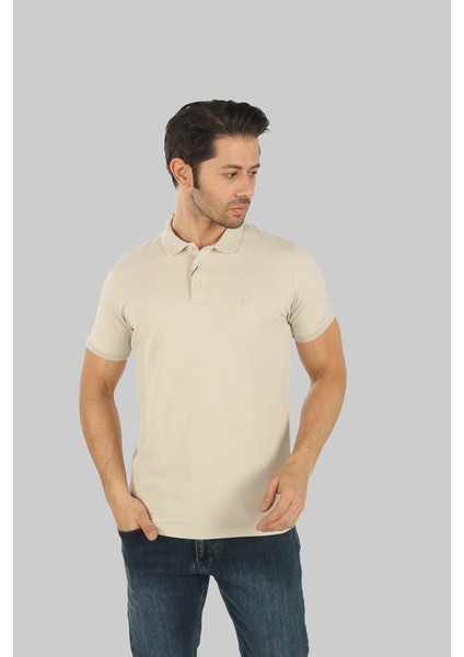 Erkek Yakalı Pamuk Toprak Renk Tshirt