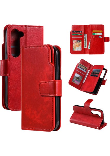 Galaxy S23 Cüzdan Pu Deri Kickstand Manyetik 9 Kart (Yurt Dışından)