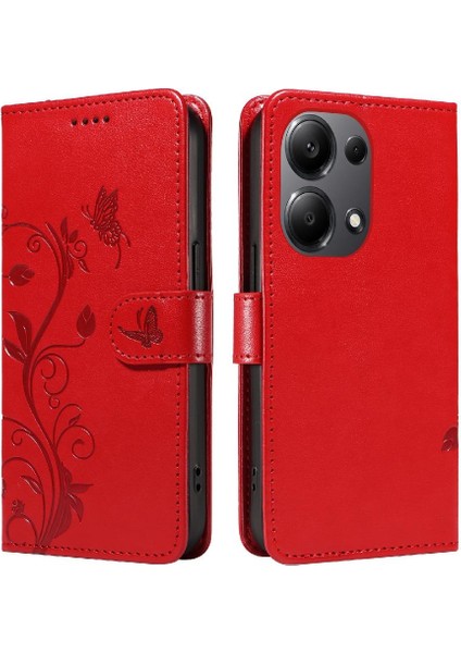 Xiaomi Poco M6 Pro 4g Kabartmalı Kelebek El Kayışı Cüzdan (Yurt Dışından)