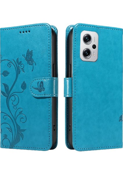 Xiaomi Poco X4 Gt Kabartmalı Kelebek Cüzdan Telefon Kılıfı ve Kart (Yurt Dışından)