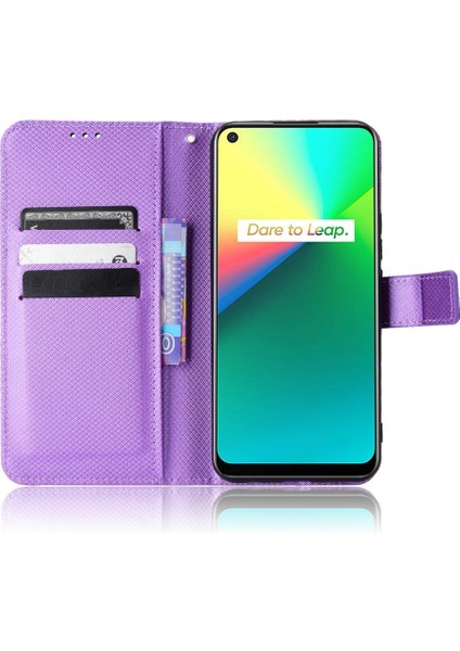 Realme C17 Için Kılıf Kapak Kickstand Manyetik Cüzdan Kart Tutucu (Yurt Dışından)