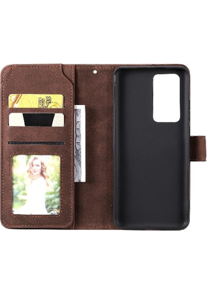 P40 Pro Kart Tutucu Için Kickstand Bileklik Cüzdan Flip Folio (Yurt Dışından) modelleri