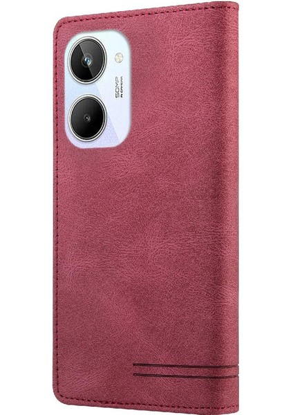 Realme 10 Kickstand Iki Kart Yuvaları Premium Deri Premium Için Kılıf (Yurt Dışından)