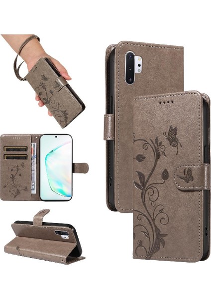 Galaxy Not 10 Için Kılıf Pro Cüzdan Telefon Kılıfı Kabartmalı Kelebek (Yurt Dışından)