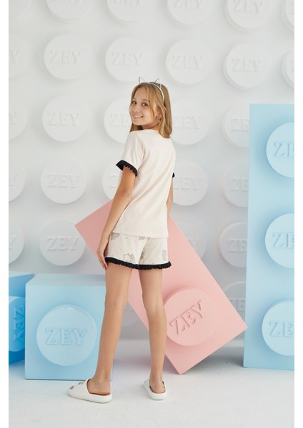 8669 Kız Ç. Baskılı Şort Takım modelleri