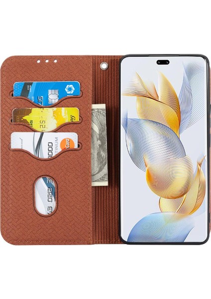 Onur Için Kılıf 90 Pro 5g Flip Folio Kitap El Cüzdan Kredi Kartı Tutucu Pu (Yurt Dışından)