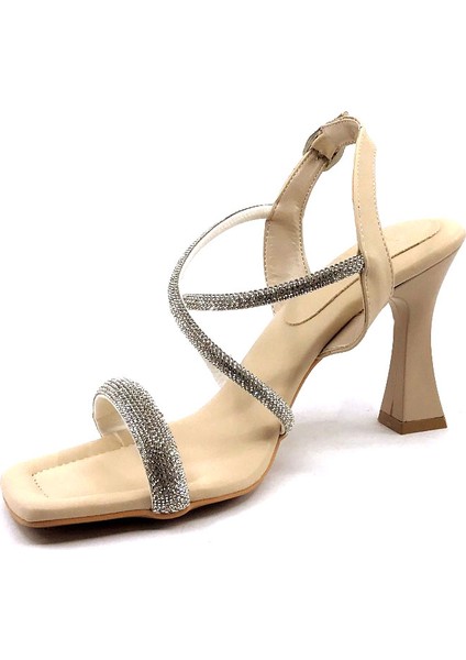 371 Lp 9 cm Ten Saten Taşlı Kadın Topuklu Ayakkabı modelleri
