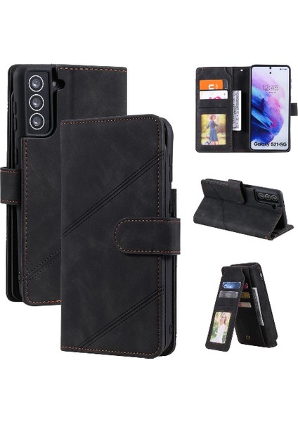 Galaxy S21 Manyetik Bileklik Kart Tutucu Kickstand Pu (Yurt Dışından)