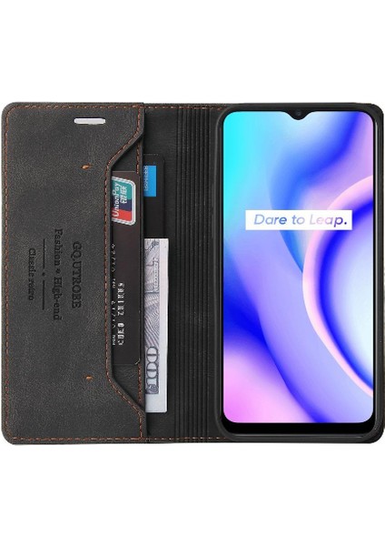 Realme C15 Premium Deri Iki Kart Yuvaları Premium Deri Için Kılıf (Yurt Dışından) indirimleri
