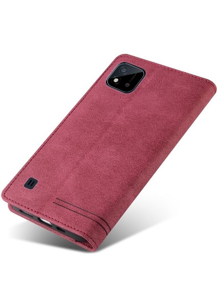 Realme C20 Kickstand Premium Deri Iki Kart Yuvaları Premium Için Kılıf (Yurt Dışından) indirimleri