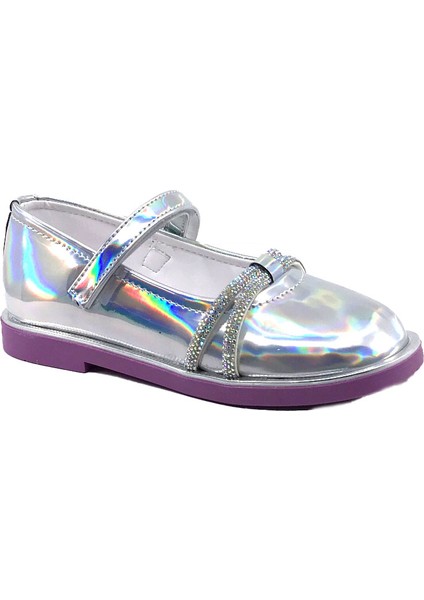 Arz 4756 Gümüş Rugan Taşlı Kız Çocuk Babet Ayakkabı fiyatları