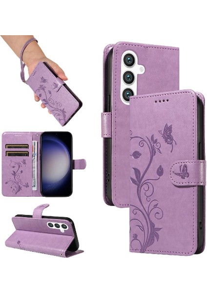 Galaxy S24 Artı Cüzdan Telefon Kılıfı Kabartmalı Kelebek ve (Yurt Dışından)