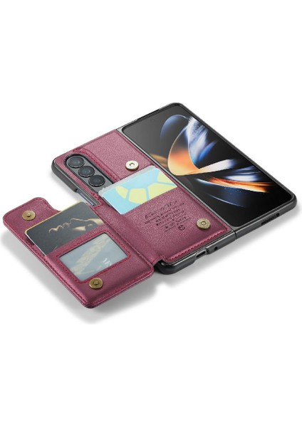 Galaxy Z Fold 4 5g Kickstand Pu Deri Için Caseme Cüzdan Kılıf (Yurt Dışından)