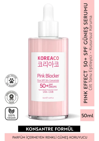 Blocker Pink Saf Spf 50+ Ton Eşitleyici Yüksek Uvb+Uva Korumalı 50ML Güneş Serumu