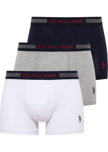 U.S.POLO 80155 ERKEK 3 LÜ LİKRALI COTON BEYAZ-GRİ-LACİVERT BOXER