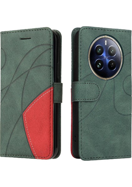 Realme 12 Pro Artı Kickstand Koruyucu Iki Renkli Dikiş Için Flip Case (Yurt Dışından)