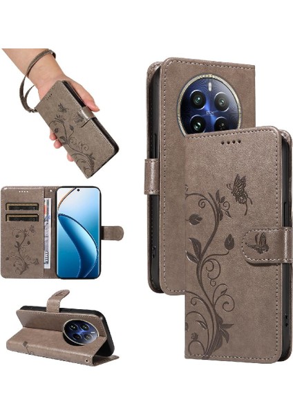 Realme 12 Pro Artı Kabartmalı Kelebek Cüzdan Telefon Kılıfı Için Flip Case ve (Yurt Dışından)