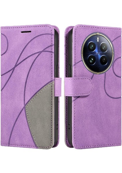 Realme 12 Pro Artı Kickstand Koruyucu Iki Renkli Dikiş Için Flip Case (Yurt Dışından)