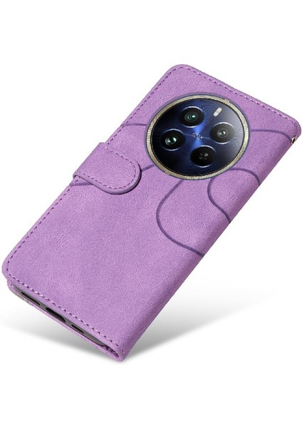 Realme 12 Pro Artı Kickstand Koruyucu Iki Renkli Dikiş Için Flip Case (Yurt Dışından)