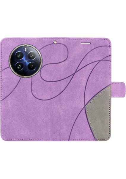 Realme 12 Pro Artı Kickstand Koruyucu Iki Renkli Dikiş Için Flip Case (Yurt Dışından)