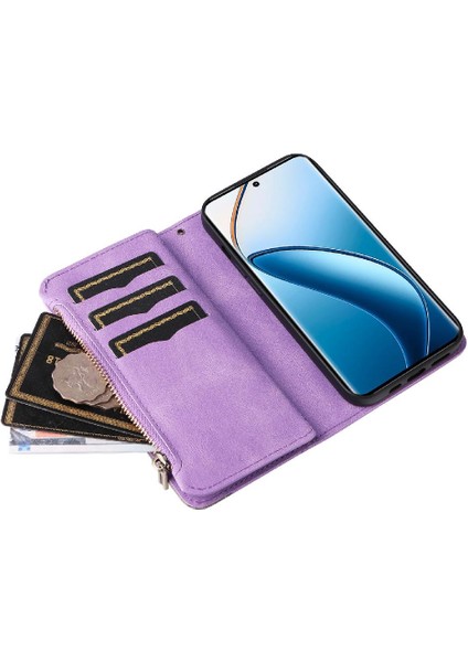 Realme 12 Pro Artı Kickstand Koruyucu Fermuar Cüzdan Tarzı Dokuz (Yurt Dışından)