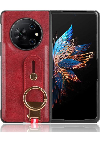 Tecno Phantom V Fold Bilek Kayışı Kolaylık Premium Pu Deri Için Kılıf (Yurt Dışından)