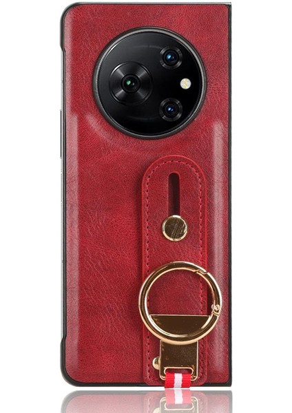 Tecno Phantom V Fold Bilek Kayışı Kolaylık Premium Pu Deri Için Kılıf (Yurt Dışından)