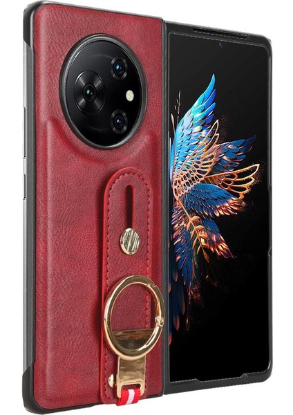 Tecno Phantom V Fold Bilek Kayışı Kolaylık Premium Pu Deri Için Kılıf (Yurt Dışından)