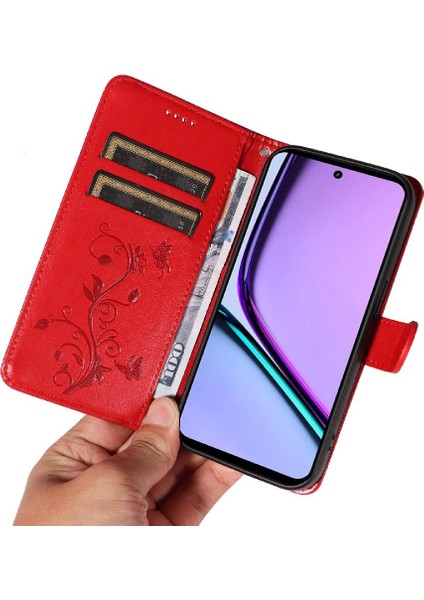 El Kayışı ve Kart ile Realme C67 4g Kabartmalı Kelebek Için Flip Case (Yurt Dışından)