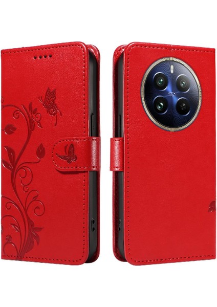 Realme 12 Pro Artı Kabartmalı Kelebek Cüzdan Telefon Kılıfı Için Flip Case ve (Yurt Dışından)