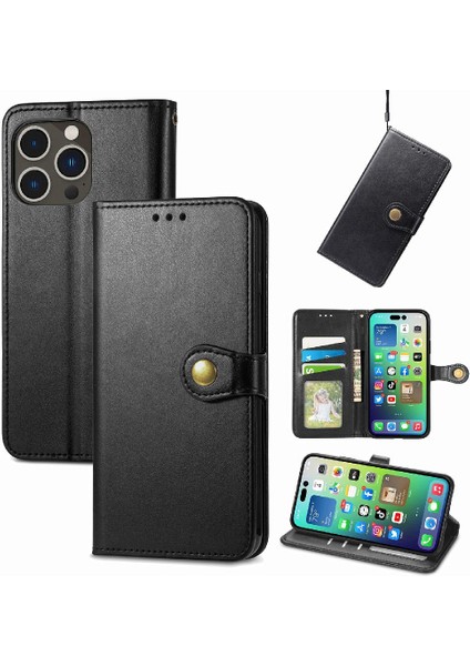IPhone 14 Için Kılıf Pro Max Moda Tasarım Deri Kılıf Kapak Çevirin Cüzdan (Yurt Dışından)