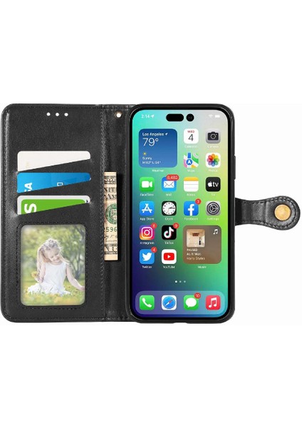 IPhone 14 Için Kılıf Pro Max Moda Tasarım Deri Kılıf Kapak Çevirin Cüzdan (Yurt Dışından)