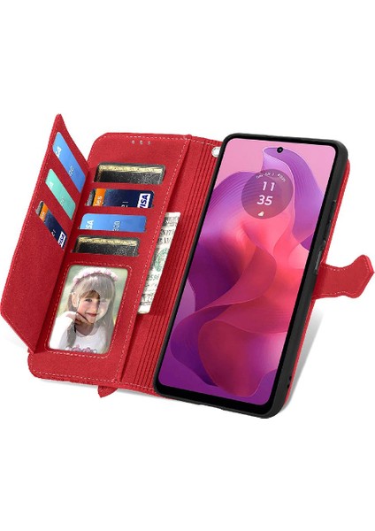 Motorola Moto G24 Çoklu Kart Yuvası Flip Fermuar Tarzı Cüzdan Için Kılıf (Yurt Dışından)