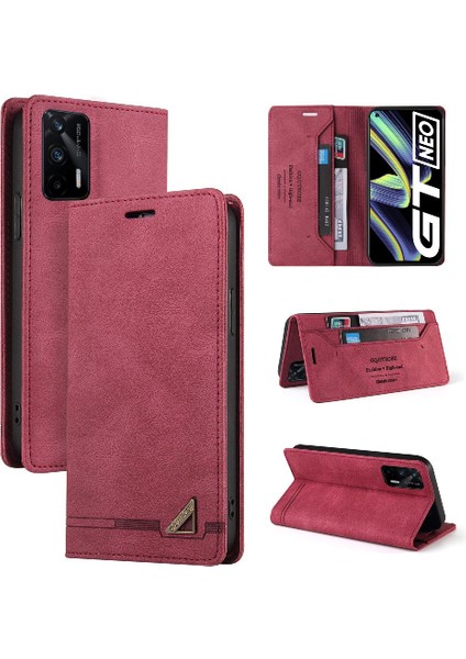 Realme Gt 5g Iki Kart Yuvaları Için Kılıf Kickstand Premium Deri Premium (Yurt Dışından)