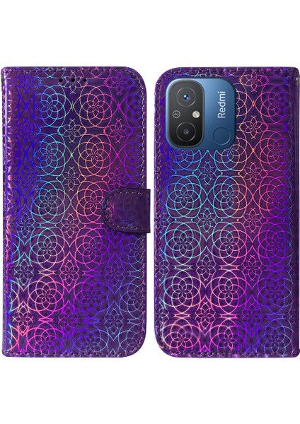 Xiaomi Redmi 12C Glitter Renkli Kart Yuvası Cüzdan Kılıf Premium (Yurt Dışından)