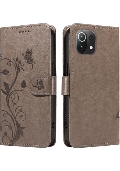 El Kayışı Kabartmalı Kelebek ve Kart Yuvası ile Xiaomi 11 Lite Için Kılıf (Yurt Dışından)