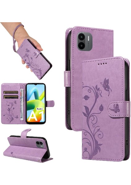 Xiaomi Redmi A1 Için Kılıf Yüksek Kaliteli Deri ve Kart Yuvası Kabartmalı (Yurt Dışından)
