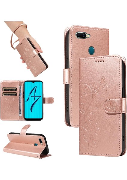 Oppo A7/A5S El Kayışı ve Kart Yuvası ile Yüksek Kaliteli Deri Kılıf (Yurt Dışından)