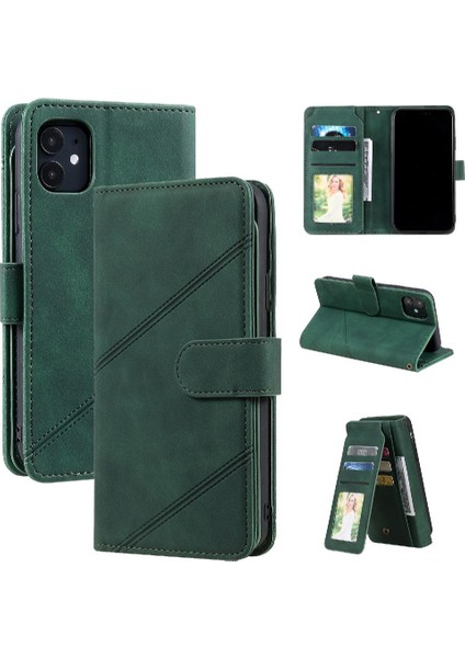 IPhone 12 Için Kılıf Pu Deri Cüzdan Flip Folio Manyetik Kart Tutucu (Yurt Dışından)