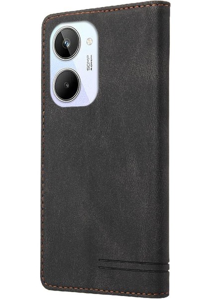 Realme 10 Kickstand Iki Kart Yuvaları Premium Deri Premium Için Kılıf (Yurt Dışından)