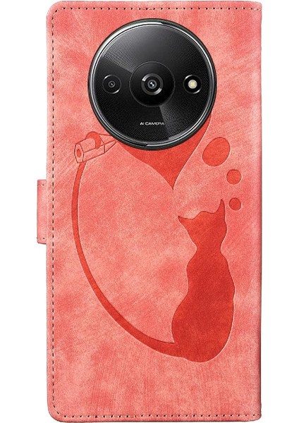 Xiaomi Redmi A3 Cüzdan Durumda Kabartmalı Sevimli Kedi Kartı Cep (Yurt Dışından)