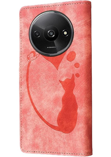 Xiaomi Redmi A3 Cüzdan Durumda Kabartmalı Sevimli Kedi Kartı Cep (Yurt Dışından)