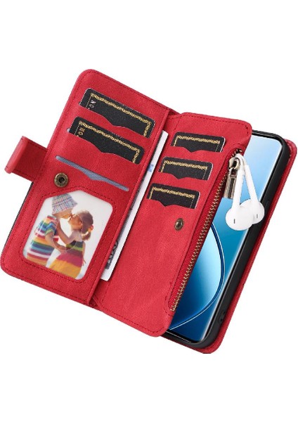 Realme 12 Pro Artı Kickstand Koruyucu Fermuar Cüzdan Tarzı Dokuz (Yurt Dışından)