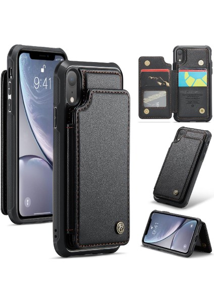 IPhone Xr Kickstand Rfıd Engelleme Pu Deri Kart Için Caseme Cüzdan Kılıf (Yurt Dışından)