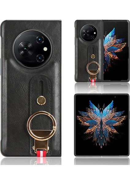 Tecno Phantom V Fold Bilek Kayışı Kolaylık Premium Pu Deri Için Kılıf (Yurt Dışından)