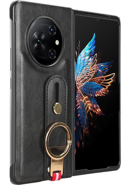 Tecno Phantom V Fold Bilek Kayışı Kolaylık Premium Pu Deri Için Kılıf (Yurt Dışından)