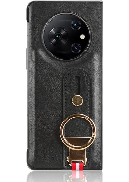 Tecno Phantom V Fold Bilek Kayışı Kolaylık Premium Pu Deri Için Kılıf (Yurt Dışından)