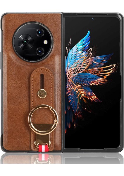 Tecno Phantom V Fold Bilek Kayışı Kolaylık Premium Pu Deri Için Kılıf (Yurt Dışından)